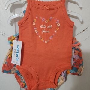 Carter's Baby Orange Floral Bodysuit Size Newborn NWT